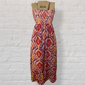 Old Navy multicolor cotton maxi dress strapless XL